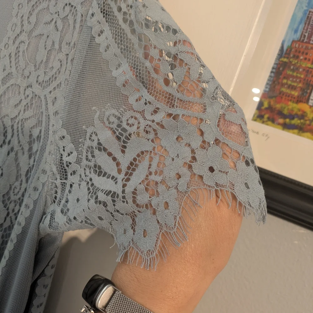 Lace Maxi Dress in Grey Blue - Picture 6 of 6